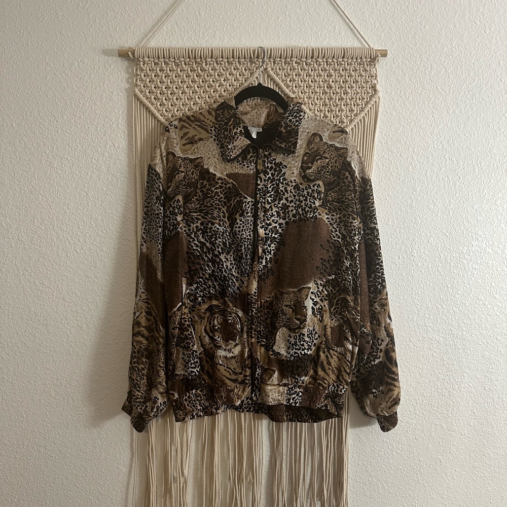 Vintage Animal Print Windbreaker